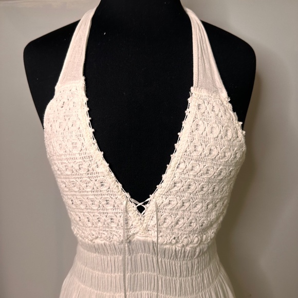 SEASPICE COTTON WHITE HALTER DRESS - Picture 2 of 6